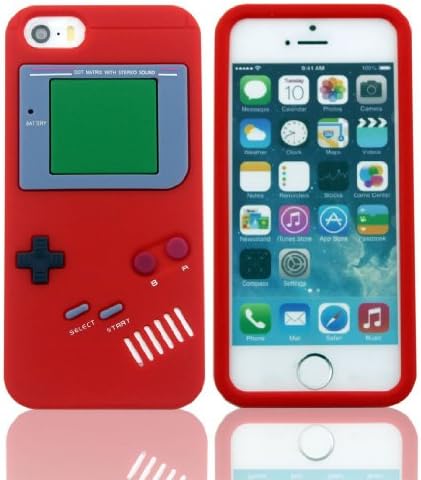LETOiNG-5GJ#03 Silicone Gameboy Design Case / Skin / Cover for iPhone 5/5S-Red Color