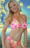 Pink Palms Print Women's Full Coverage Swimsuit Bra Top
