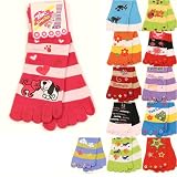Girls Fun & Funky Fashion Stripe Toe Socks (Fits Ages/Sizes 7-14)