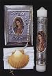 Baptism Gift Set - Silver Tone - Our Lady of Guadalupe - Rosary - Candle - Hanky - Shell - Box 12in.x8.75in., SPANISH