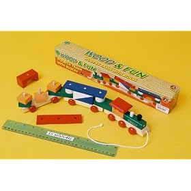 Wooden pull-along train with blocks