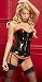 Sexy Black PVC Rita Corset w/ Red Lace Trim!