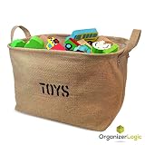 Jute Storage Bin, Eco-Friendly for Toy Storage - Storage Basket for organizing Baby Toys, Kids Toys, Baby Clothing, Children Books, Gift Baskets.
