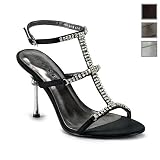 Pleaser Shoes WomenOs JEWEL-27, 4'' Tri-Band T-Strap Sandal W/Rhinestones, Available in 3 colors