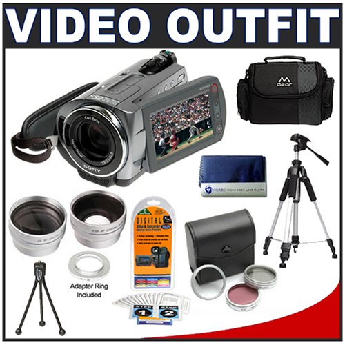 Sony Handycam DCR-SR62 HDD 30GB Wide/16:9 Digital Video Camcorder + .5x Wide Angle & 2x Telephoto Camera/Video Lens Set + 3-Piece Filter Kit (30mm UV/FLD/PL) + Deluxe Photo/Video 57\