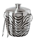 Oggi Zebra Stainless Steel Double Wall Ice Bucket with Tongs