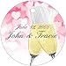 Baby Keepsake: Champagne Toast Heart Design Circle Shaped Personalized Thank You Tags - Set of 20