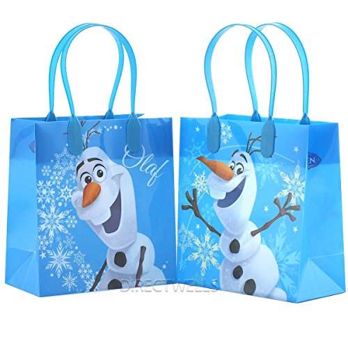 Disney Frozen Olaf Blue Premium Quality Party Favor Reusable Goodie Small Gift Bags 12 (12 Bags)