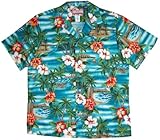 TROPICAL SUMMER HAWAIIAN ALOHA SHIRT, 2XL, TEAL