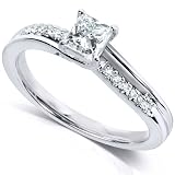 1/2 Carat TW Princess and Round Diamond Engagement Ring in 14k White Gold