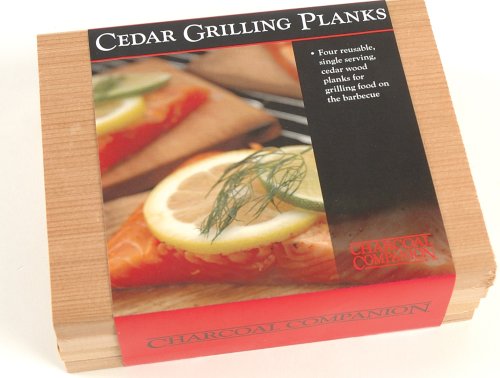 Charcoal Companion Cedar Single Serving Wood Grilling Planks, Set of 4