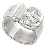 9/16 (14mm) Sterling Silver High Polished Belt Buckle Ladies Ring