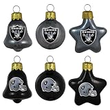 NFL Oakland Raiders Blown Glass Ball, Bell & Star 6-Pack Ornament Set
