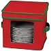 Household Essentials 532RED Holiday Dinnerware Storage Chest for Dessert Plates/Bowls - Red with Gre
