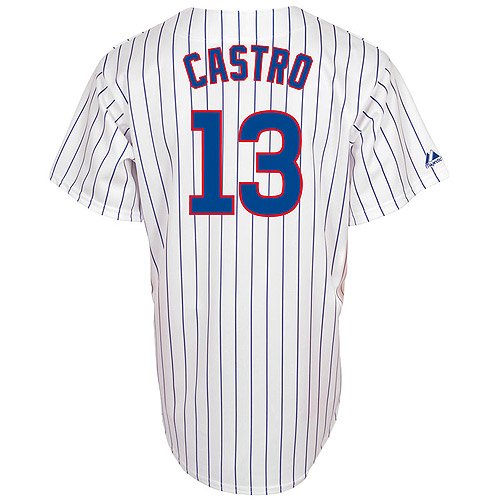 MLB Men's Chicago Cubs Starlin Castro White/Royal Pinstrp Home Short Sleeve 6 Button Synthetic Replica Baseball Jersey Big & Tall Spring 2012  (White/Royal Pinstrp, XXX-Large)