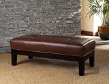 Product details for Coffee Table Leather Bench Ottoman Top Grain Leather Button Tufted By Coaster Furniture