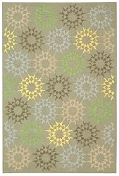 3'9" x 5'9" Rectangular Oscar Isberian Rugs Area Rug Opal/Gray Color Hand Hooked China "Martha Stewart Collection" Block Quilt Design
