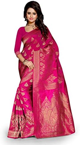 Shree Sanskruti Self Design Pink Color Tassar Silk Saree For Women