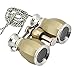 OPO Opera Theater Horse Racing Glasses Binocular Telescope Chain Necklace (Gold with Silver Trim) 4x30