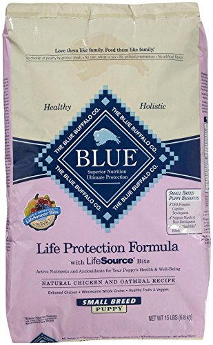 Blue Buffalo Dry Dog Food for Small Breed Puppies, Chicken and Oatmeal Recipe, 15-Pound Bag