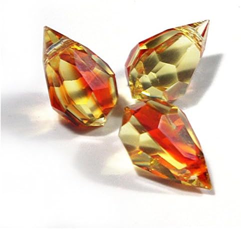 10 pcs Fire Opal Glass Faceted Teardrop Briolette Beads, Top drilled faceted briolette 10mm