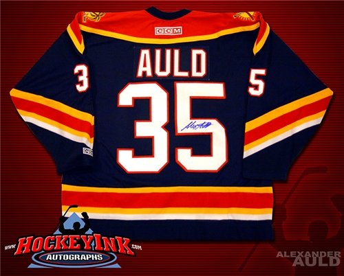 Alex Auld Autographed/Hand Signed Florida Panthers Blue CCM Replica Jersey