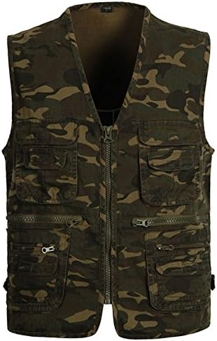 Firstvest Men's Camo Hunting Fishing Vest with Pockets and Zipper