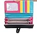 Small Women's Bi-fold Long Purse Button Clutch Wallet with Card Slotss (Black)