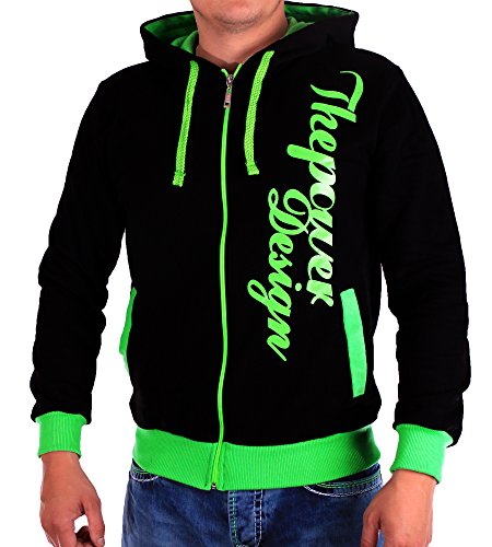 Herren Kaputzenjacken The power Design 506 (S-Slim, Schwarz-Grün)