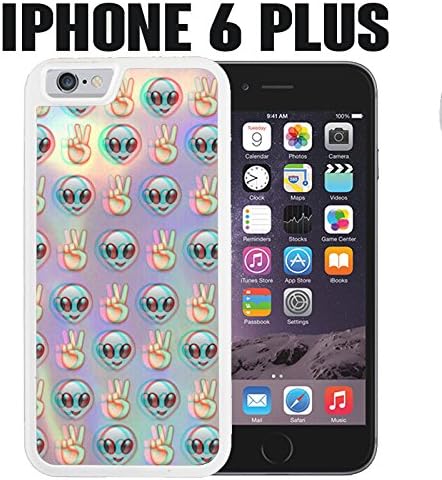 iPhone Case Psychedelic Alien Emoji Pattern for iPhone 6 PLUS Plastic White (Ships from CA)