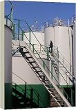 Box Canvas Print of Worker inspecting an oil storage tank from Science Photo Library