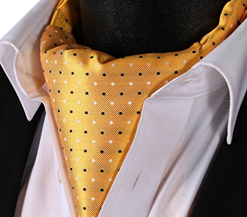 SetSense Men's Polka Dot Jacquard Woven Self Cravat Tie Ascot