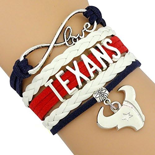 Texans Handmade Infinity Love Football Sports Team Bracelet - Blue Red White