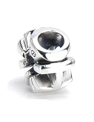Bella Fascini OHM Symbol Word Charm - Solid Sterling Silver European Charm Bracelet Bead - Mantra Namaste Yoga - Compatible Brand Bracelets : Authentic Pandora, Chamilia, Moress, Troll, Ohm, Zable, Biagi, Kays Charmed Memories, Kohls, Persona & more!