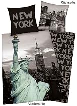 Herding 485916050412 Bettwäsche New York Liberty, Kopfkissenbezug: 80 80 cm, Bettbezug: 135 200 cm, Microfaser
