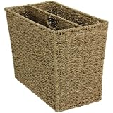 Household Essentials Woven Rattan Side-by-Side Magazine Rack