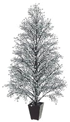 44" Potted Silver & Black Glittered Berry Christmas Tree