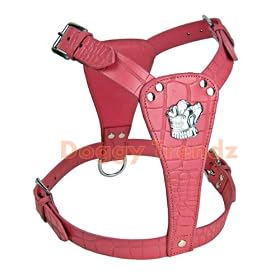 PINK CROC LEATHER DOG HARNESS STAFFORDSHIRE BULL TERRIER STAFFY