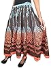 Womans Maxi Skirt Brown Bohemian Skirt Tie Dye Printed Gypsy Long Cotton Skirts