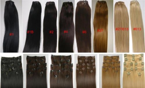 20" Clip in Human Hair Extensions, 10pcs, 100g, Color #613 (Lighter Blonde)