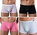 Winday Men Briefs Breathable Ice Silk Boxer Bikinis and Briefs 4 packs