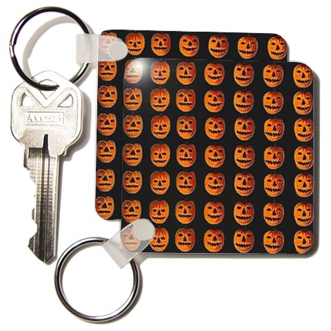 Vintage Halloween Jack o Lanterns Pattern - Set Of 4 Key Chains