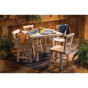 Rustic Natural Cedar 225 Solid Seat Dining Chair by Bar Stools