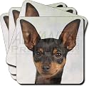 ENGLISH TOY TERRIER DOG PRINT Set of 4 Leather Coasters