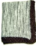Knitted on Hand Knitting Machine Baby Blue and Dark Brown Tweed Very Soft Cotton Finished By Hand Crochet Blanket.