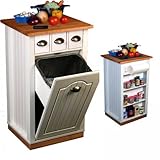 Kitchen Cart with Pantry - Beadboard (White/Natural) (18" x 18" x 35" H)