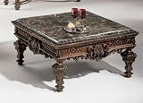 Old World Square Stone Wood Cocktail Table