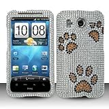 Rhinestones Snap-On Protector Phone Cover Case Silver Dog Paws Diamond For  ....