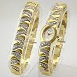 NICOLET Women's Gold-Tone Austrian Crystals Watch and Bracelet Two Piece Set. Model: NC-4001W
