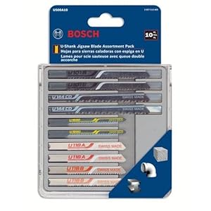 Bosch U10CHC 10 Piece U Shank Jigsaw Blade Assortment with Cloth Pouch
